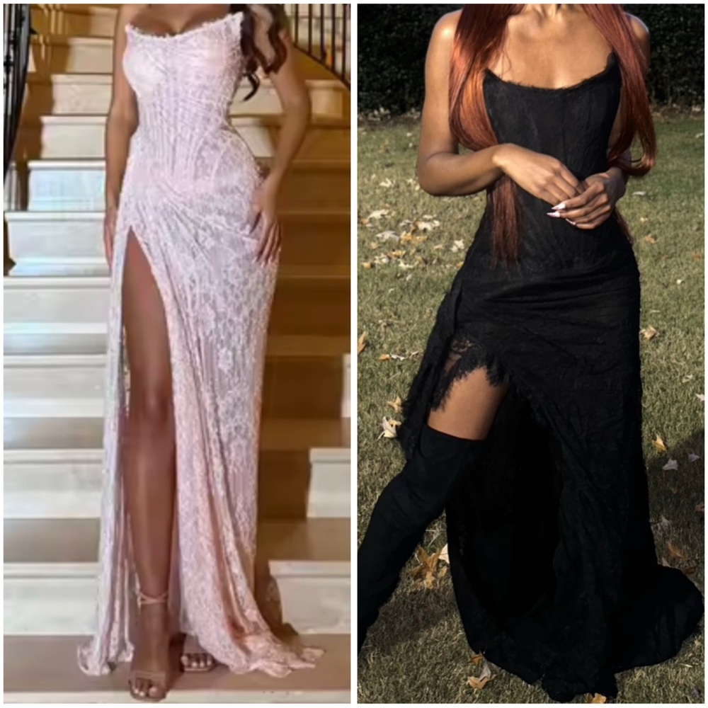 Black Lace Evening Gown
